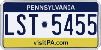 PA license plate LST5455