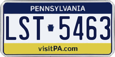 PA license plate LST5463