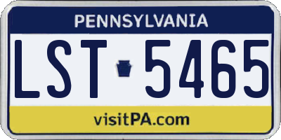 PA license plate LST5465