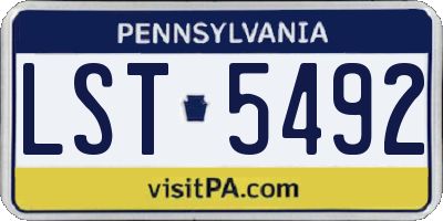PA license plate LST5492