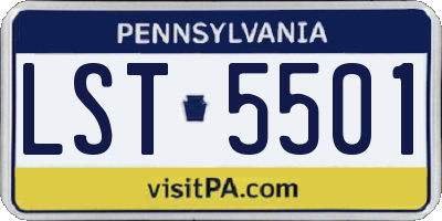 PA license plate LST5501