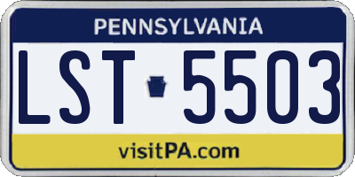 PA license plate LST5503