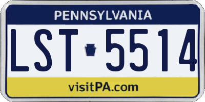 PA license plate LST5514