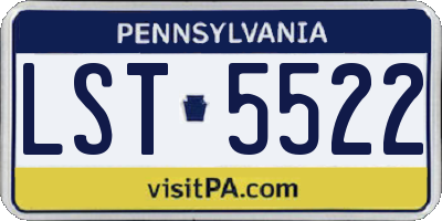 PA license plate LST5522