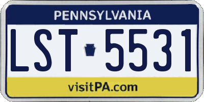 PA license plate LST5531