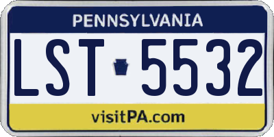 PA license plate LST5532