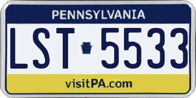 PA license plate LST5533