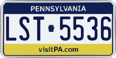 PA license plate LST5536