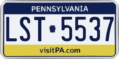 PA license plate LST5537