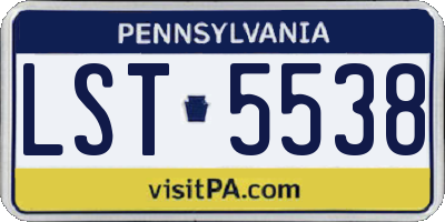 PA license plate LST5538
