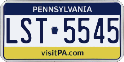 PA license plate LST5545