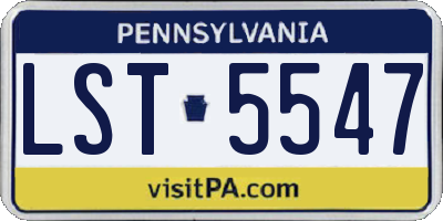 PA license plate LST5547
