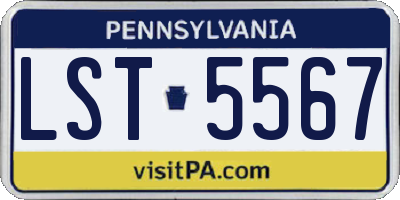 PA license plate LST5567