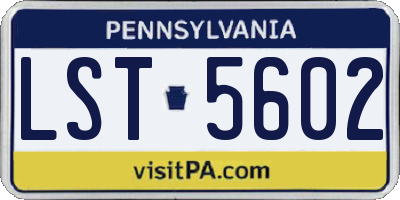 PA license plate LST5602
