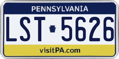 PA license plate LST5626