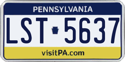 PA license plate LST5637