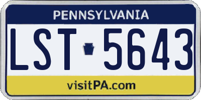 PA license plate LST5643