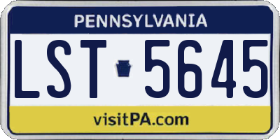 PA license plate LST5645