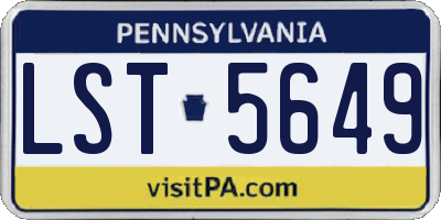 PA license plate LST5649