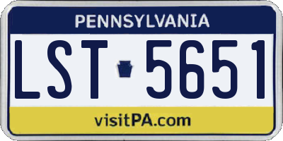 PA license plate LST5651