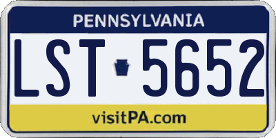 PA license plate LST5652