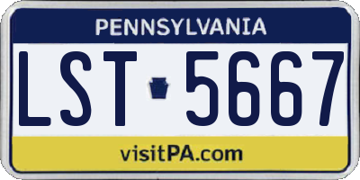 PA license plate LST5667