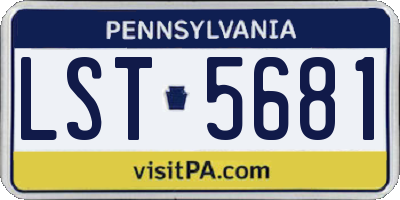 PA license plate LST5681