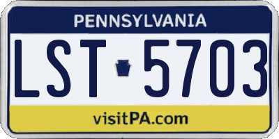 PA license plate LST5703