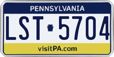 PA license plate LST5704