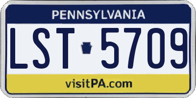 PA license plate LST5709