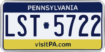 PA license plate LST5722