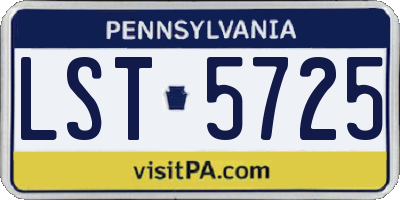 PA license plate LST5725
