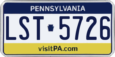 PA license plate LST5726