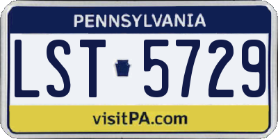 PA license plate LST5729