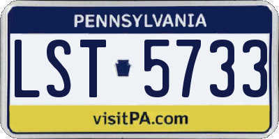 PA license plate LST5733