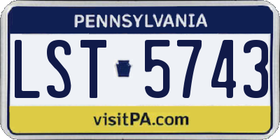 PA license plate LST5743