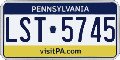 PA license plate LST5745