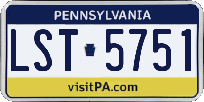 PA license plate LST5751