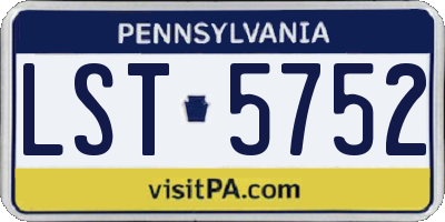PA license plate LST5752