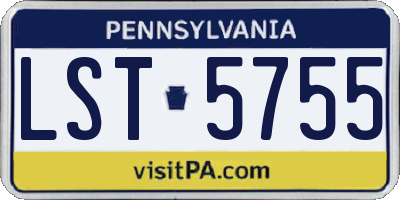PA license plate LST5755
