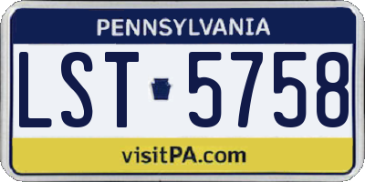 PA license plate LST5758