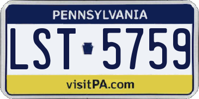 PA license plate LST5759