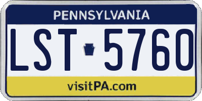 PA license plate LST5760