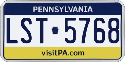 PA license plate LST5768