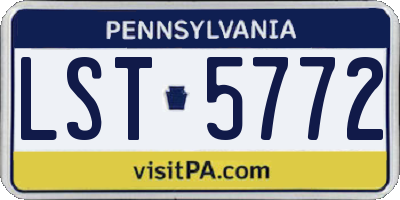 PA license plate LST5772