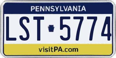 PA license plate LST5774