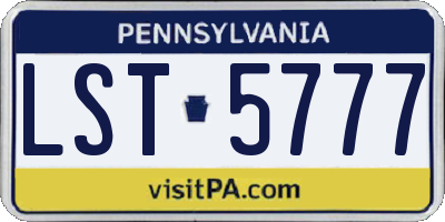 PA license plate LST5777