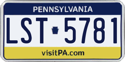 PA license plate LST5781