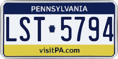 PA license plate LST5794