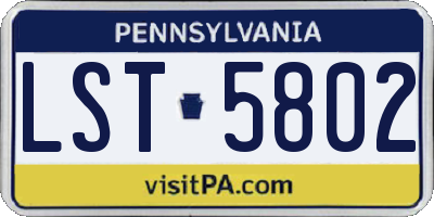 PA license plate LST5802